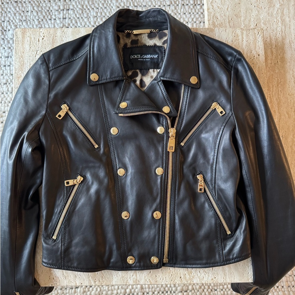 Dolce & Gabbana Lamb Leather Biker Jacket